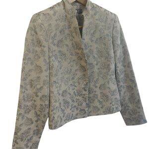 Kate Hill Cream Blue Floral Blazer Size 2P